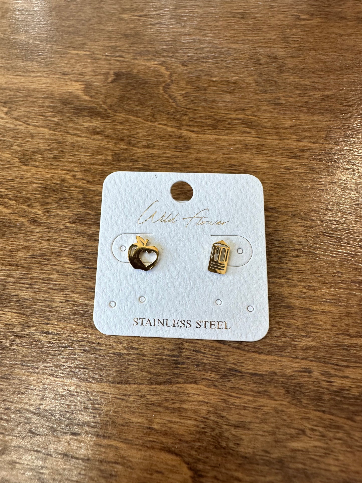 Apple & Pencil Studs